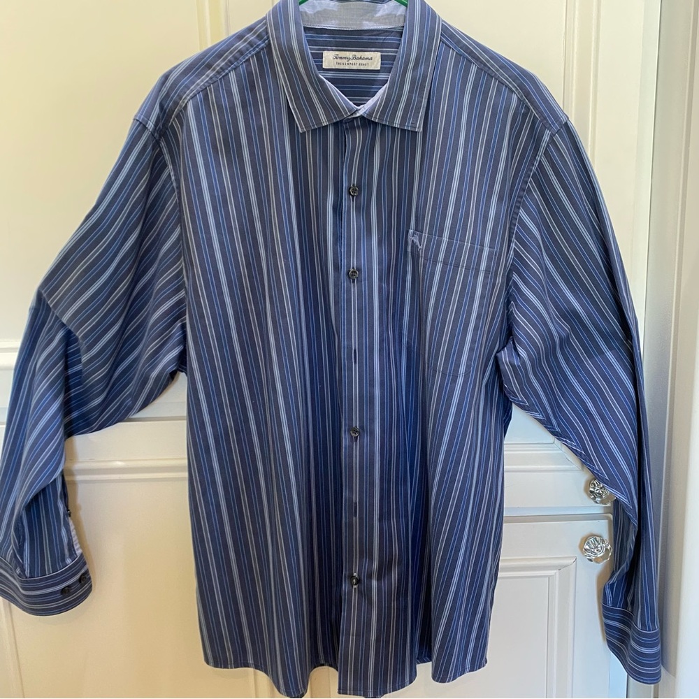Tommy Bahama Newport Coast Blue Striped Casual Button Down Shirt Size XL